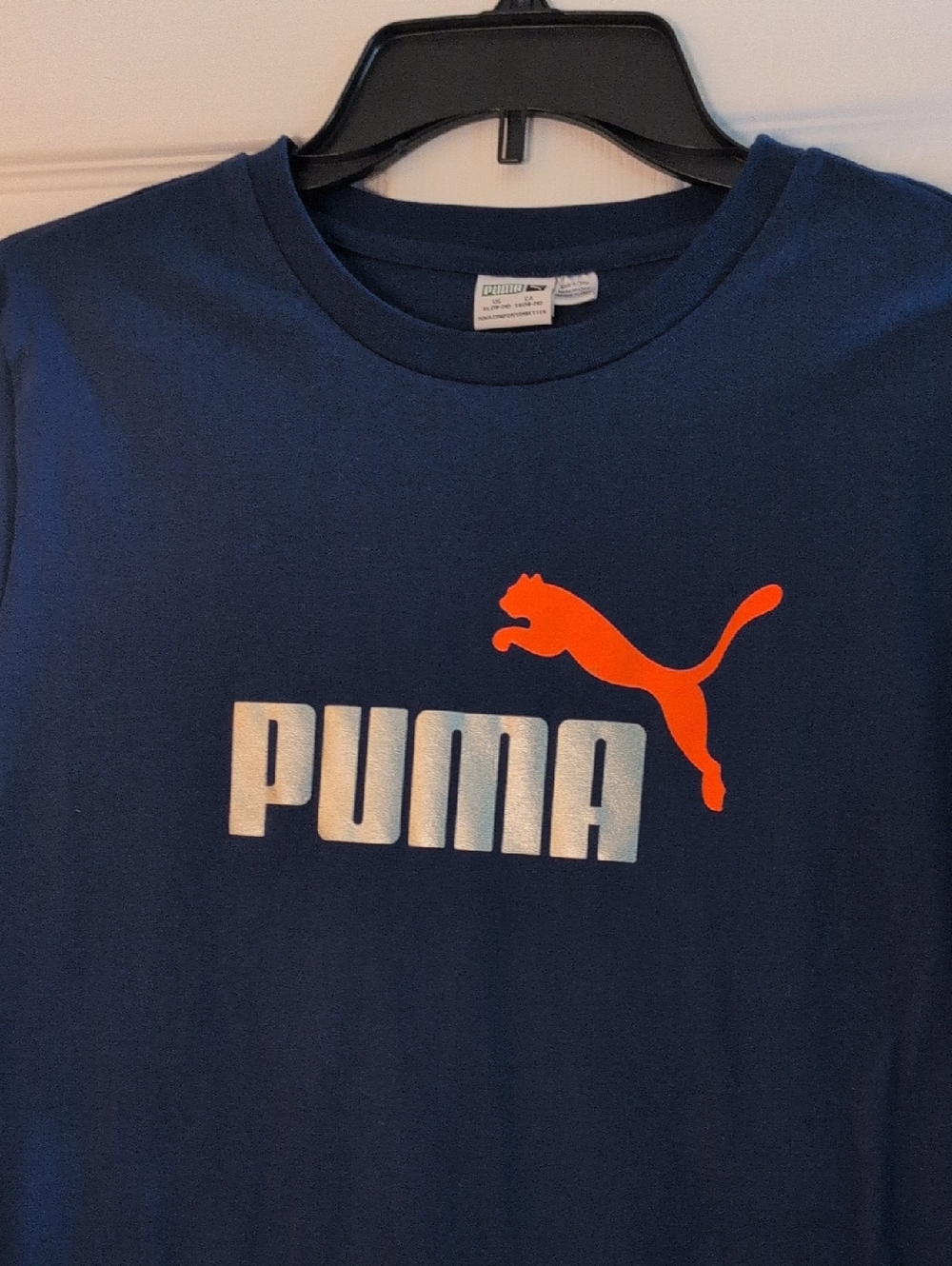 Puma Navy Shirt with Bright Orange Cat Logo